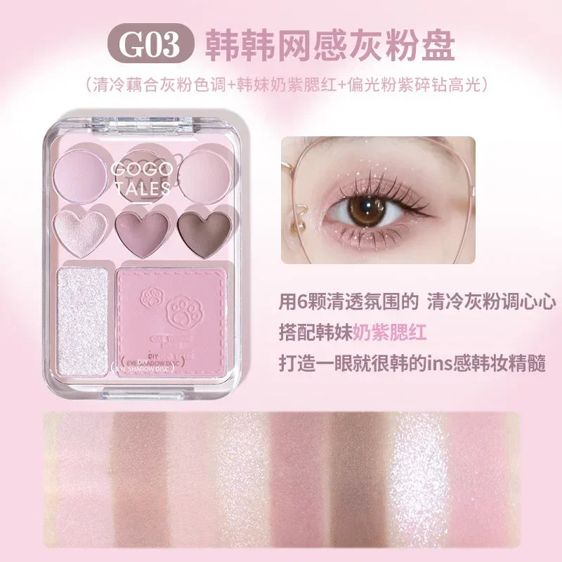 Gogotales Heart Eyeshadow Palette – Purple Peach Shimmer Blush