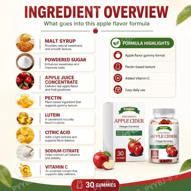 Googeer Apple Cider Vinegar Gummies Extra Strength 30 CT