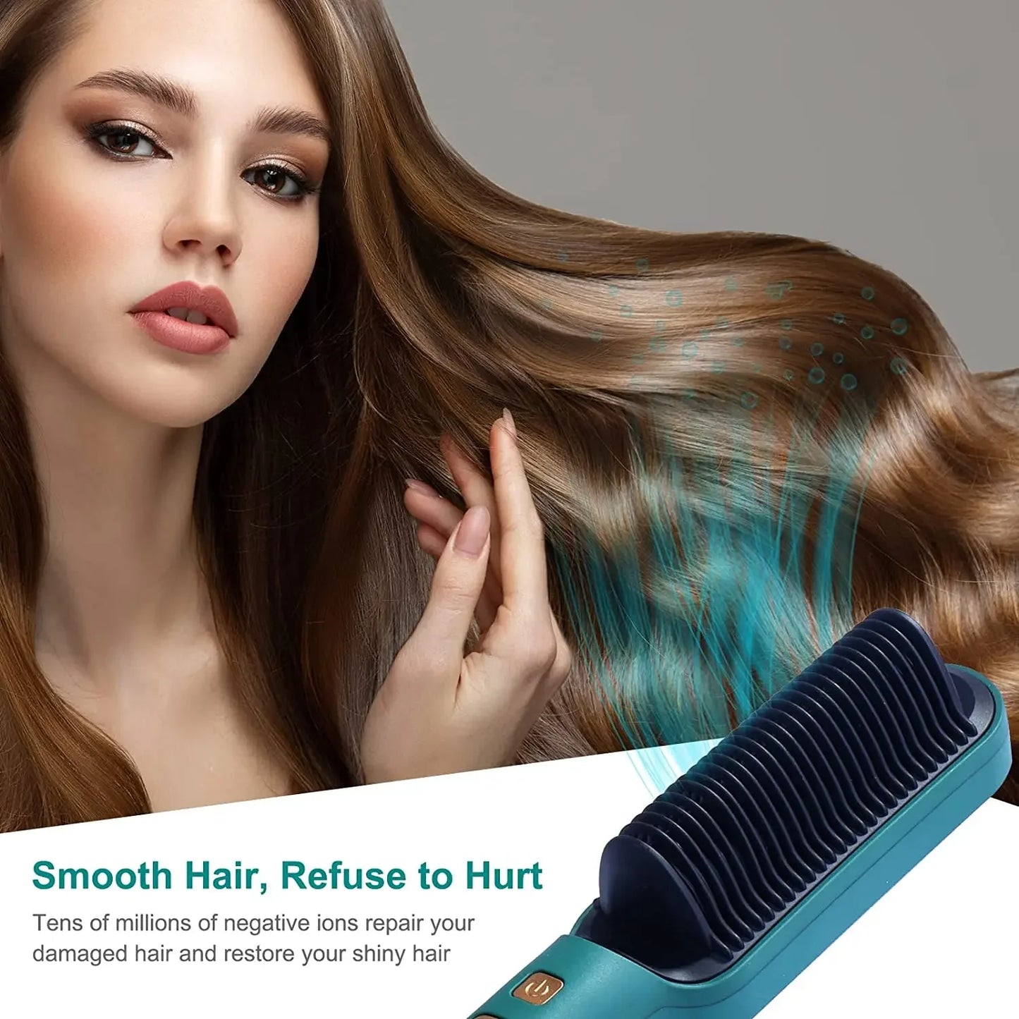 Tourmaline Ceramic Hair Straightener Brush LCD Hot Comb Wet Dry Quick Heating Curler Straightening Hair Tool Peaceful Pleasures Health and Wellness