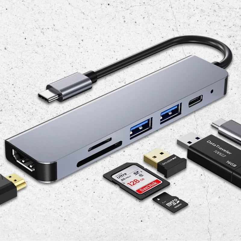 USB 3.0 Type-C Hub To HDMI Adapter 4K 30HZ SD TF Card PD 87W Fast Charge Splitter USB Docking Stations Hub for MacBook Compute Peaceful Pleasures Health and Wellness