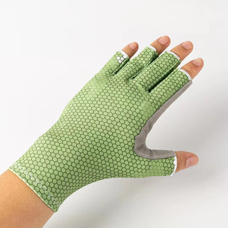 Fishing Gloves UV-resistant and Anti-slip Gloves Sun-protective Half-finger Outdoor Sea Fishing Sports Gloves Peaceful Pleasures Health and Wellness