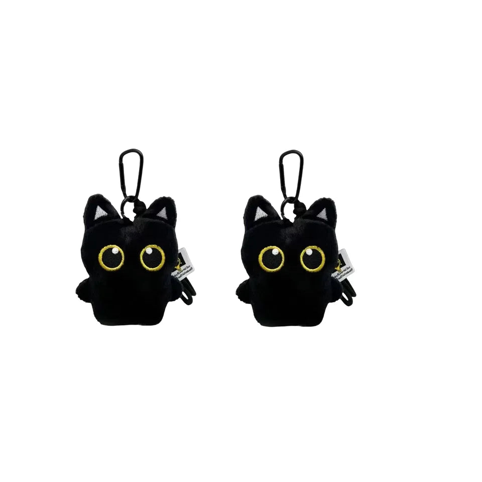 Black Cat Plush Keychain Charm | Cute Stuffed Cat Bag Pendant Plush Keychain Charm Peaceful Pleasures Health and Wellness D 2pcs
