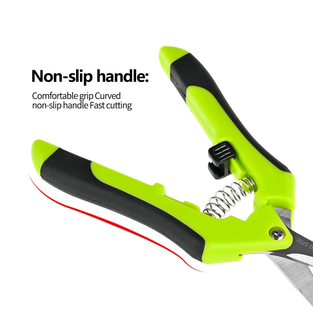 Garden Pruning Shears Stainless Steel Plants Fruit Grape Picking Scissors Horticulture Leaf Trimmer Straight Elbow Pruning Tools Peaceful Pleasures Health and Wellness