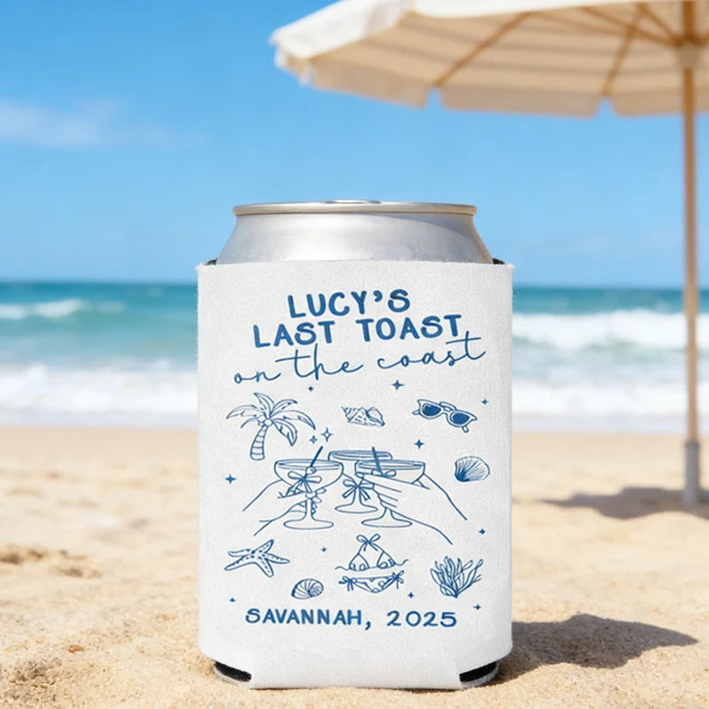 Last Toast on The Coast Bachelorette Can Coolers – 10pcs Bachelorette Party Favors Peaceful Pleasures Health and Wellness
