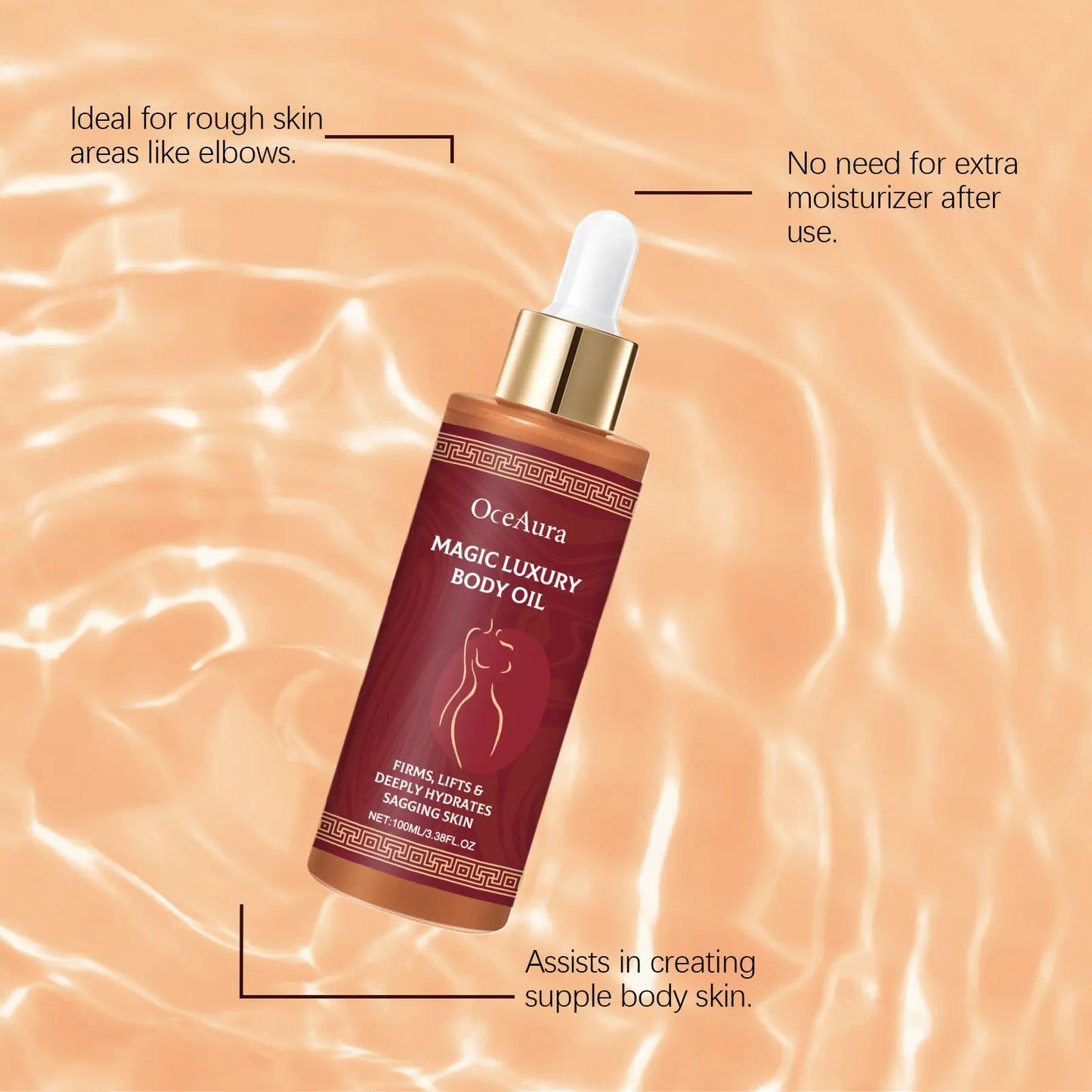 OceAura Rosa Extract Body Oil | Rosehip Moisturizing Dry Skin Oil