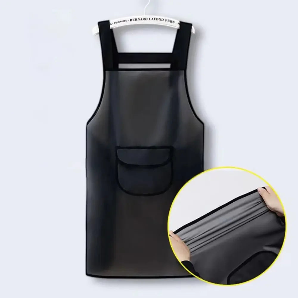 Transparent Black PVC Waterproof Kitchen Apron Oil Resistant Household Work Apron Dirt-Proof Cleaning Aprons for Practical Use Peaceful Pleasures Health and Wellness