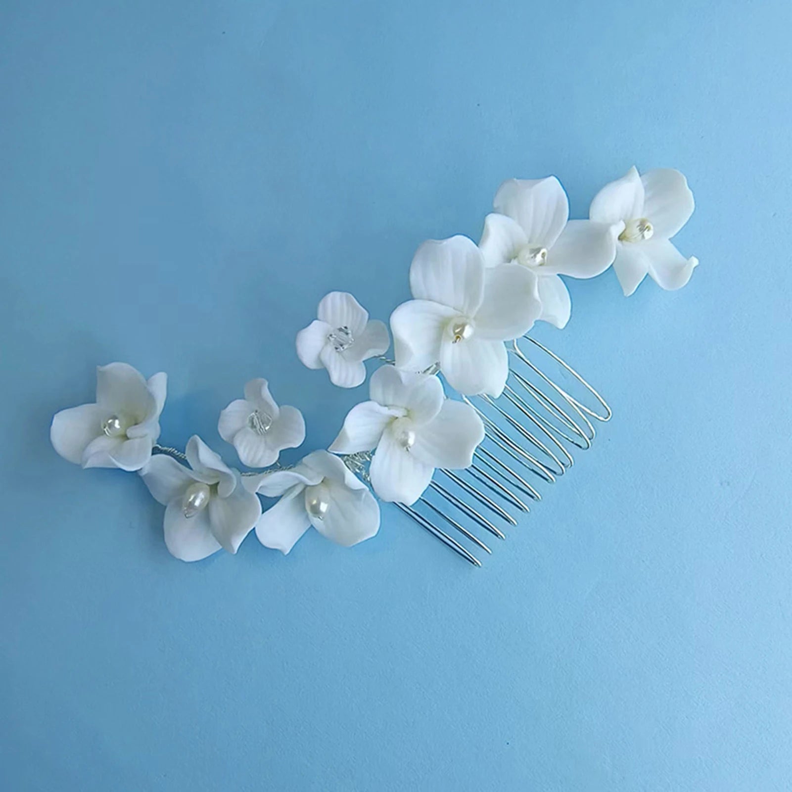 Handmade Soft Ceramic Hair Combs Messy Bun Maker with Pearls Decor for Valentine's Day Christmas Headwear Peaceful Pleasures Health and Wellness