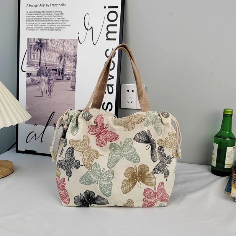 Fashion Printed Canvas Tote Bag – Large Capacity Lunch Handbag