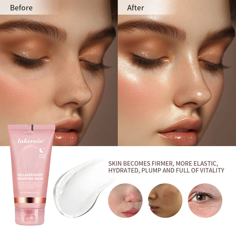 Night Collagen Wrapping Mask Rejuvenation Moisturizing Brightening Korean Face Mask Make Glowy Skin Elasticity Facial Mask Peaceful Pleasures Health and Wellness