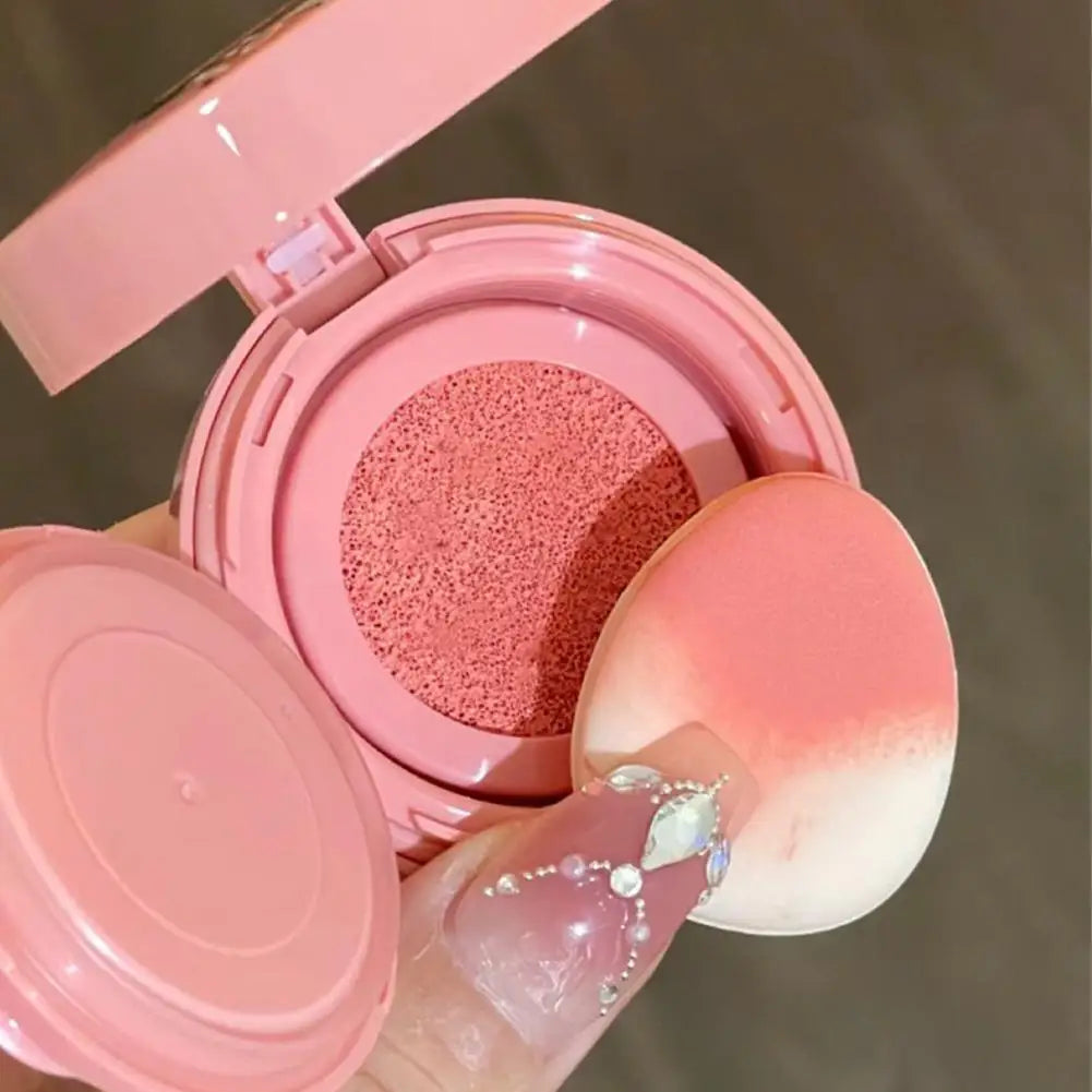 Peach Cushion Blush Natural Pure Pink Orange Hydrating Matte Blush Lasting Moisturizing Face Rouge Disc With Air Cushion Mirror Peaceful Pleasures Health and Wellness