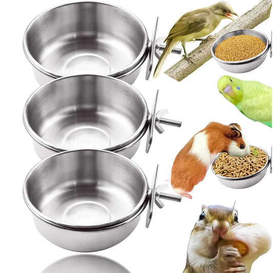 6-Pack Clamp-On Stainless Steel Bird Feeder Bowls & Spoons Bird Feeder Bowl Set Peaceful Pleasures Health and Wellness