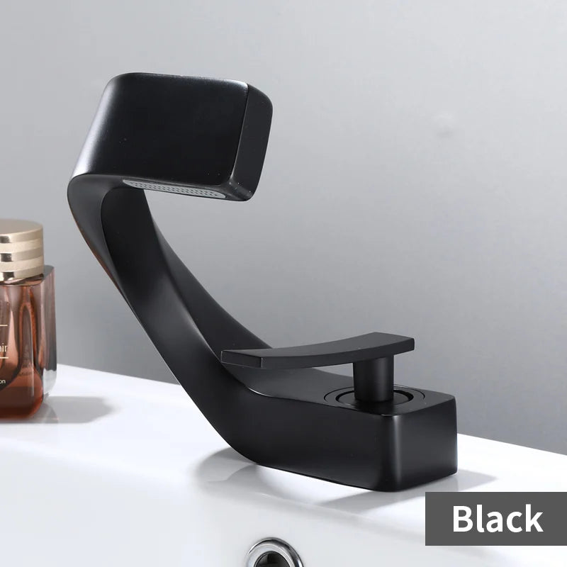 AOGUTU Black Basin Faucet | Single Hole Deck Mount Mixer Tap