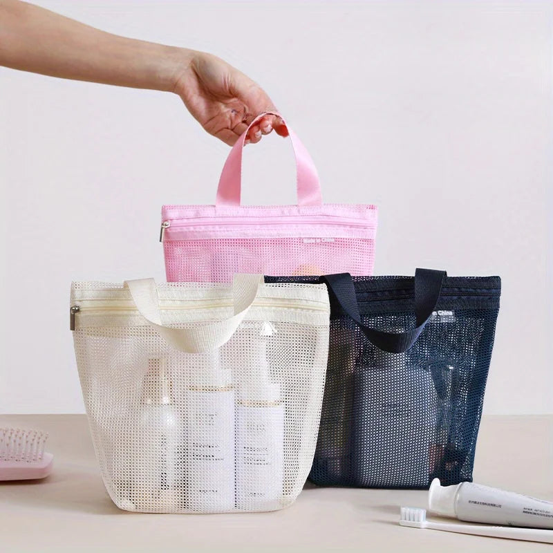 Mesh Hollow-Out Bag for Bath, Travel, Beach & Makeup