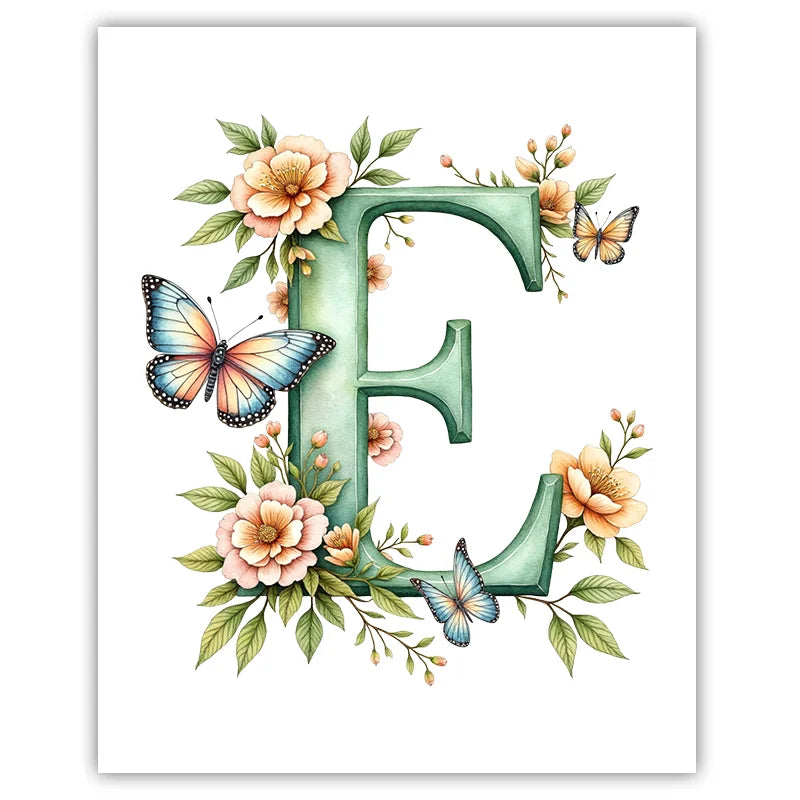 Custom Name Nursery Canvas Wall Art – Animals & Wildflowers