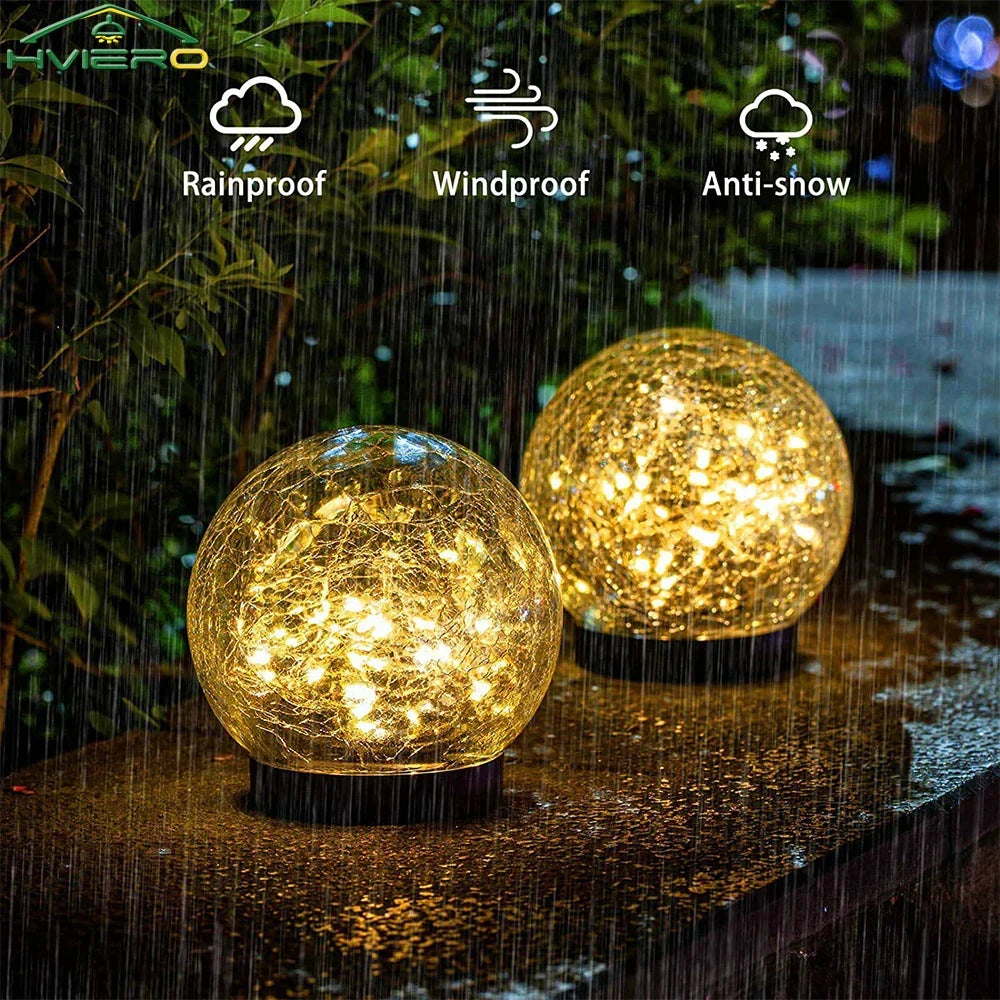 Solar Crackle Glass Ball LED Garden Light | IP65 Waterproof