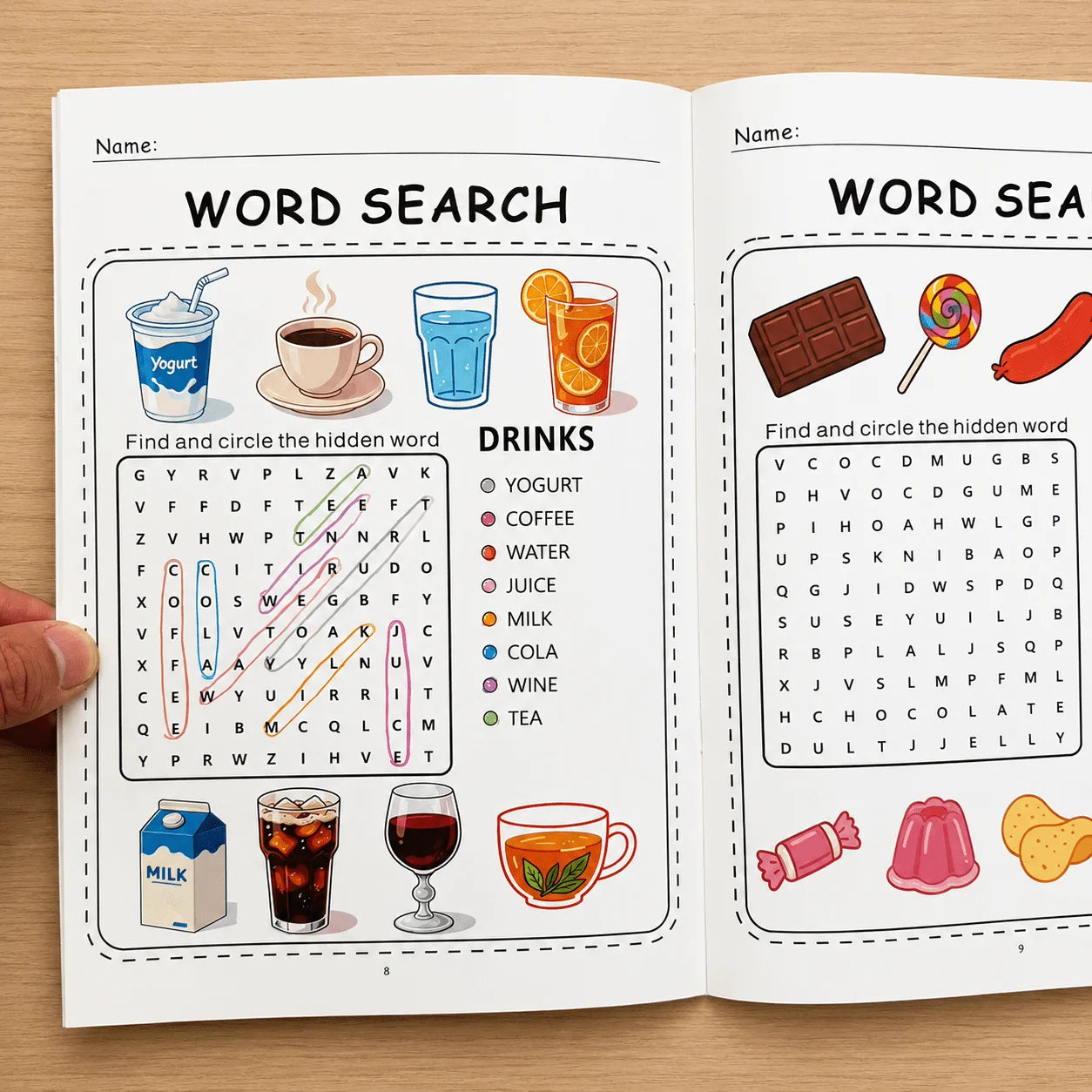 32-Page Word Search Puzzle Book Kids Hidden Games Early English