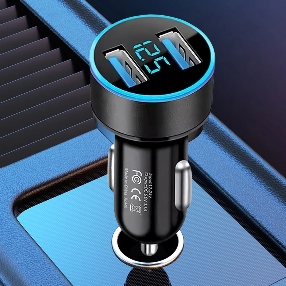 36W Car Fast Charger – Dual USB PD & QC3.0 with Voltage Display Peaceful Pleasures Health and Wellness