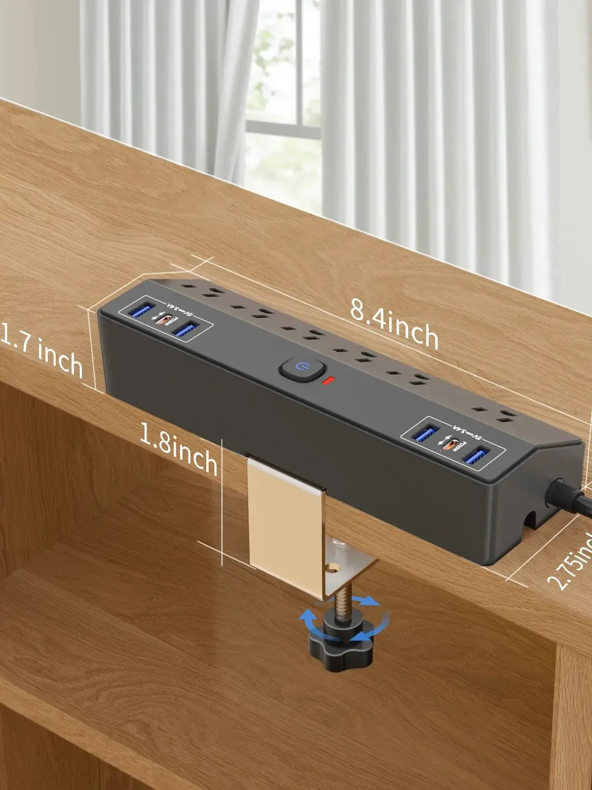 PASSUS Clamp Power Strip PD20W Fast Charging & 3m Extension Peaceful Pleasures Health and Wellness