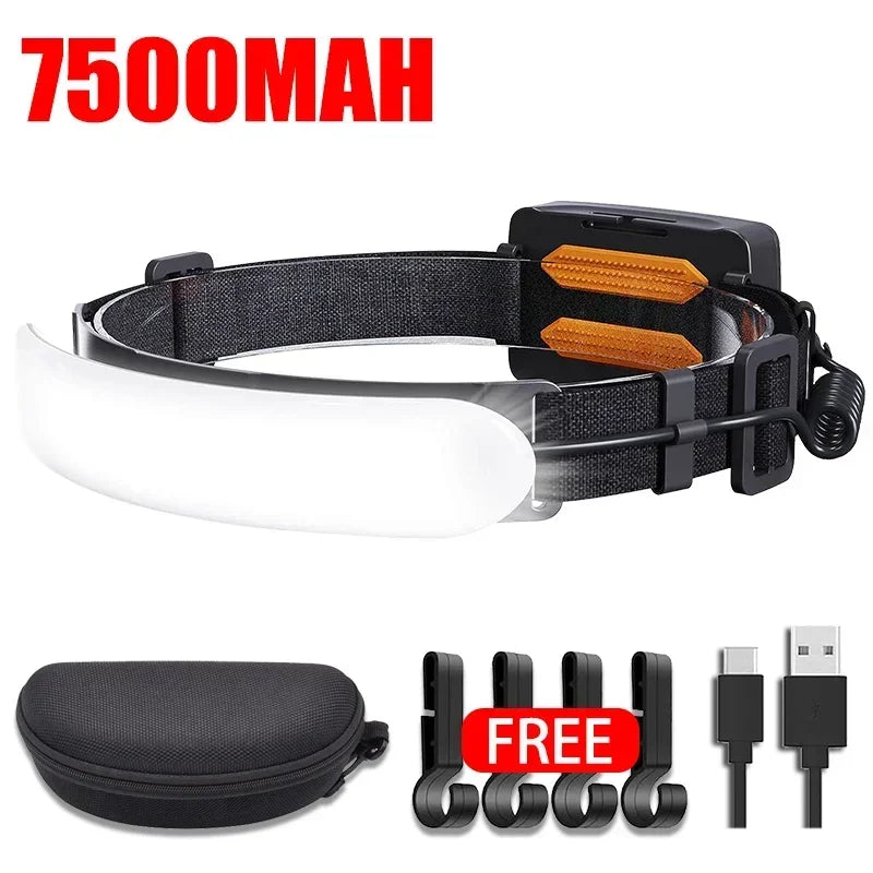 1500LM COB LED Headlamp 7500mAh USB Rechargeable Camping Fishing