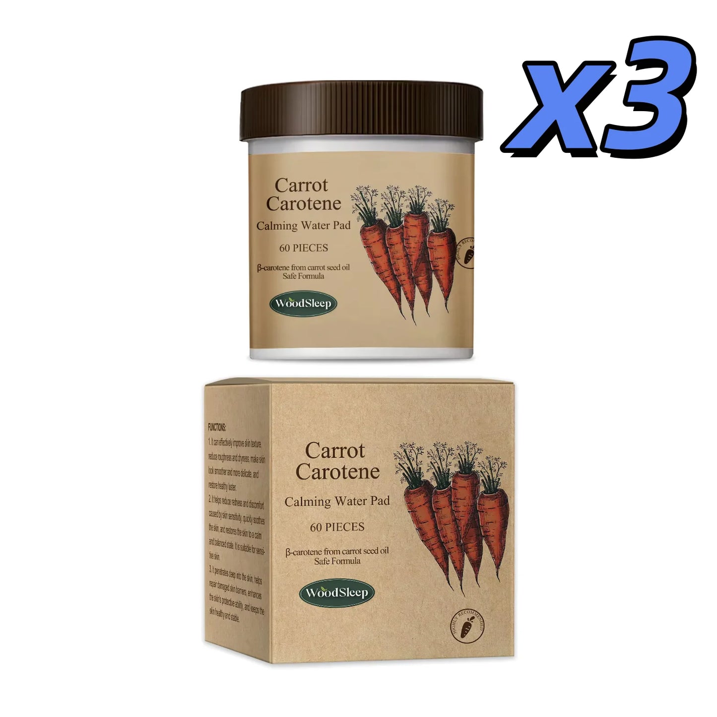 WOODSLEEP Carotenoid Calming Facial Pads 60pc – Hydrating Mask