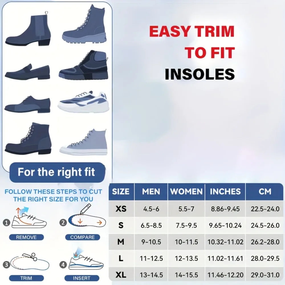 1Pair Arch Support Insoles For Women Men Pain Relief Orthotics For Flat Feet Lightweight & Shock Absorbing Running Sport Inserts Peaceful Pleasures Health and Wellness