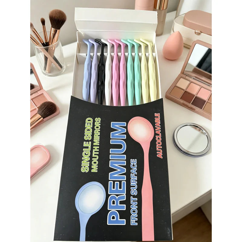 Autoclavable Dental Mouth Mirrors 10-Pack | Color Handle