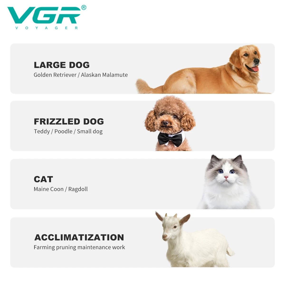 VGR Electric Pet Hair Trimmer Professional Dog Shaver Household Pet Hair Trimmer Metal LED Digital Pet Push Clipper V-201 Peaceful Pleasures Health and Wellness