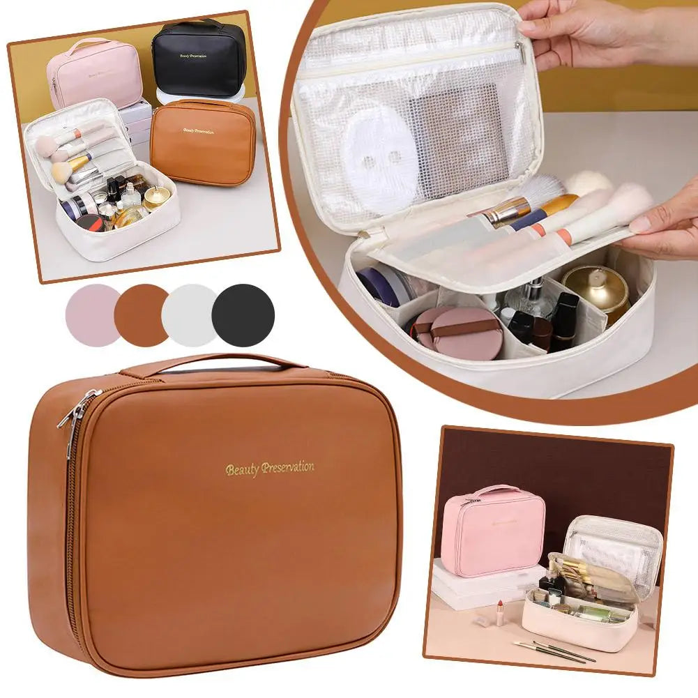 Women's Cosmetic Bag Makeup Bag Double Layer Large Capacity Luxury Cosmetics Organizer Travel Essentials Women's Cosmetic Bag Peaceful Pleasures Health and Wellness