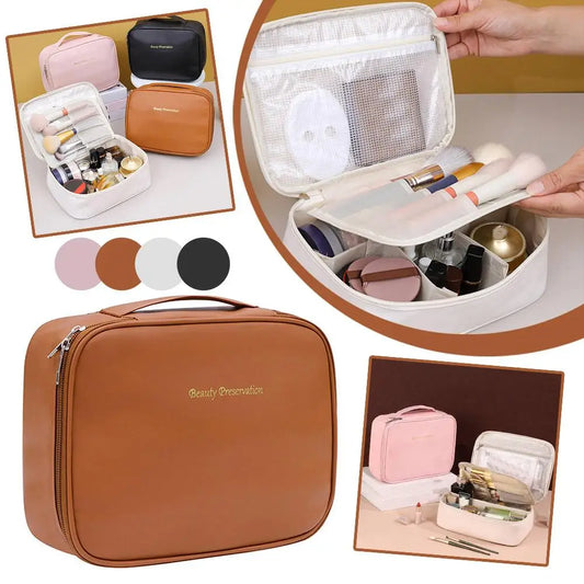 Women's Cosmetic Bag Makeup Bag Double Layer Large Capacity Luxury Cosmetics Organizer Travel Essentials Women's Cosmetic Bag Peaceful Pleasures Health and Wellness