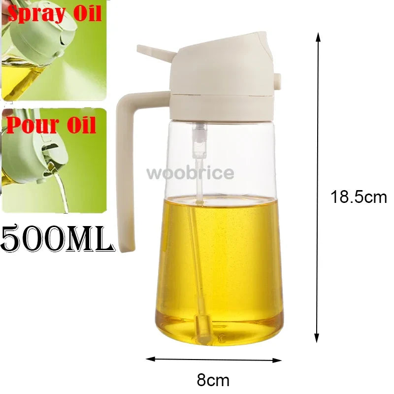 2-in-1 Oil Spray Bottle & Dispenser – 500ml Kitchen Sprayer