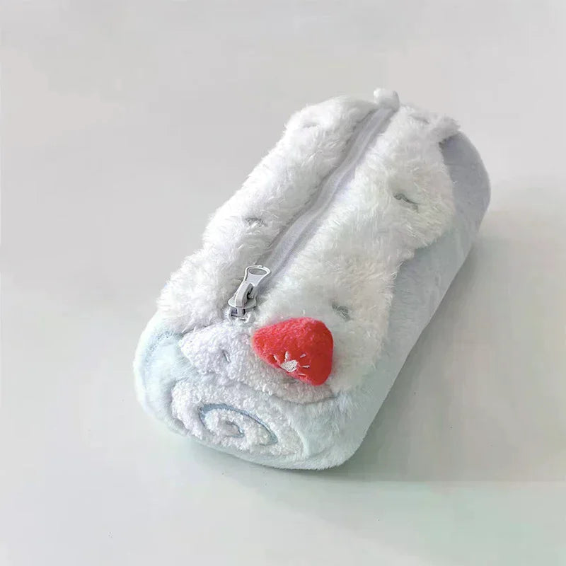 Kawaii Swiss Roll Plush Pencil Case & Cute Cosmetics Bag