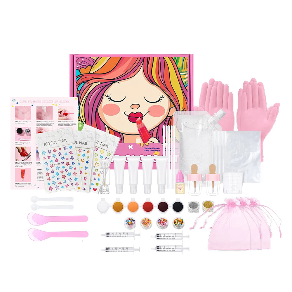 Lip Gloss Base Set Lip Gloss Making Kit Diy Lip Gloss Kit Moisturizing Nourish for Girl Kids Gifts Lip Gloss Pack Set Cosmetics Peaceful Pleasures Health and Wellness 1set