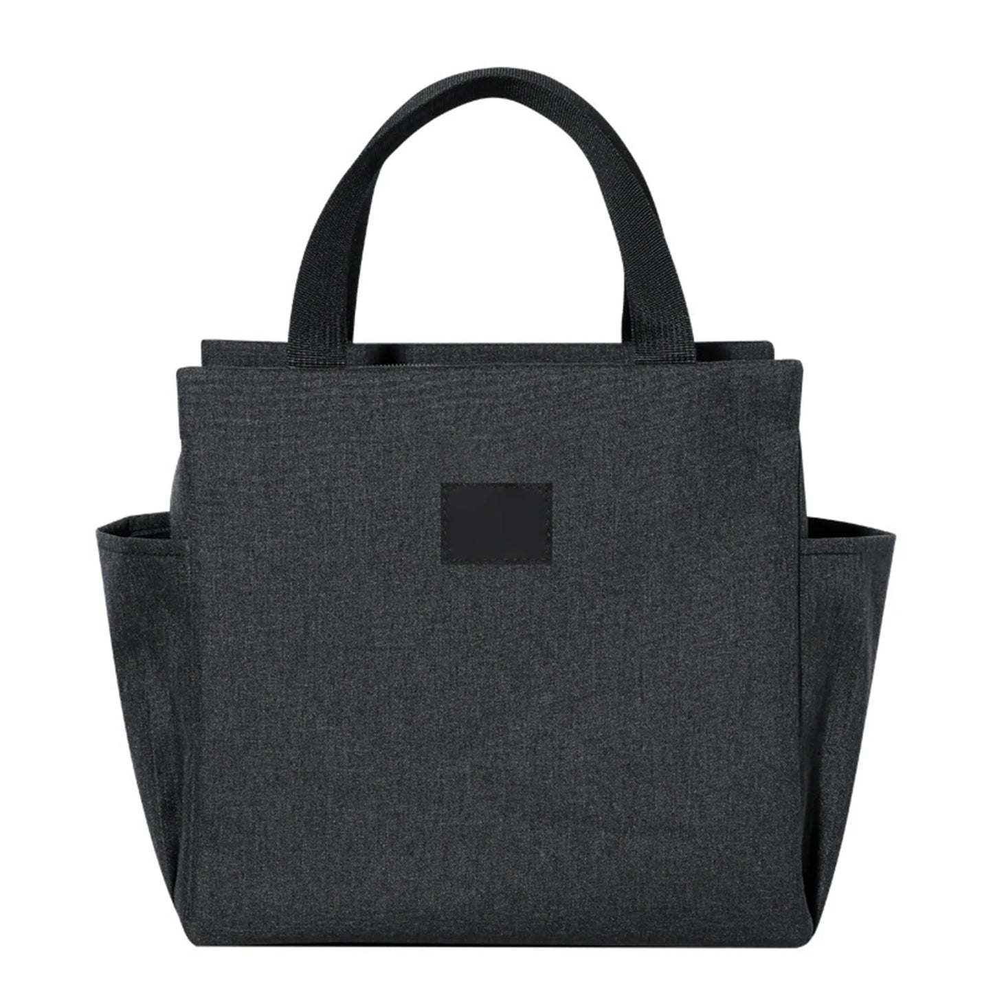 Portable Portable Insulated Bento Bag Large Capacity Lunch Bag with 2 Side Pockets for Office School Daily Use Peaceful Pleasures Health and Wellness Black