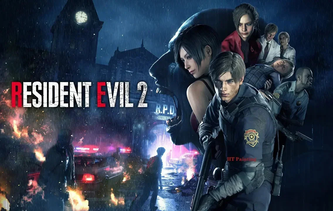 Classic Hot Video Game Resident-Evil 2 3 4 All Characters Vintage Poster Canvas Painting Wall Art Pictures Home Gamer Room De Peaceful Pleasures Health and Wellness