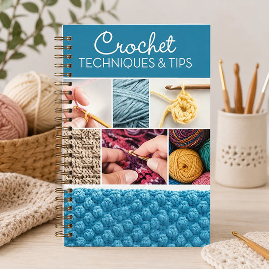 Crochet Techniques Tips A5 Spiral Notebook Guide Journal Beginners Peaceful Pleasures Health and Wellness