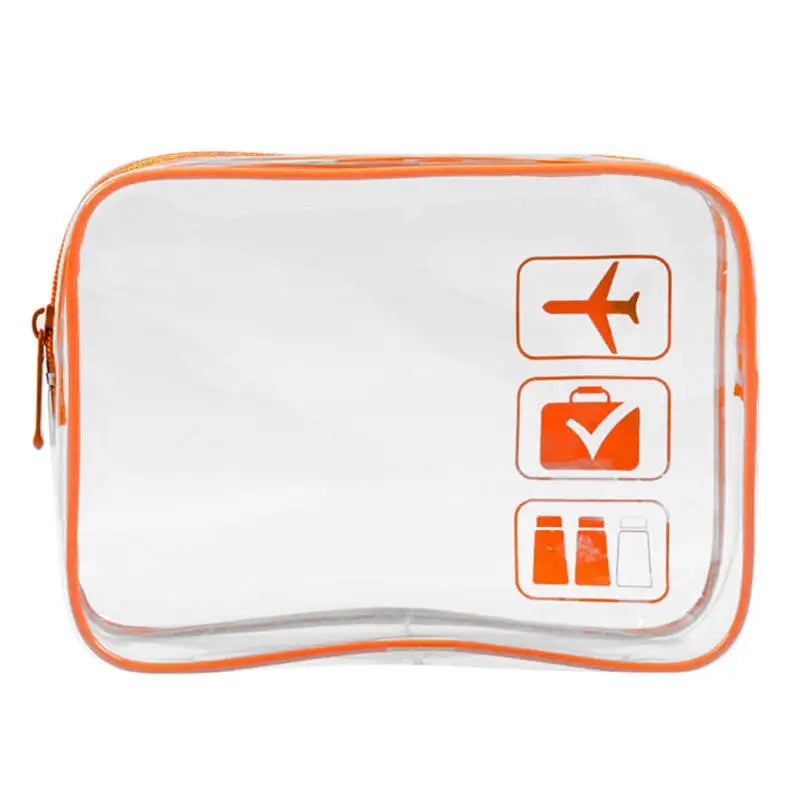 Transparent PVC Makeup Bag for Women Large Capacity Waterproof Handless Travel Toilet Bag Portable Storage Peaceful Pleasures Health and Wellness Orange