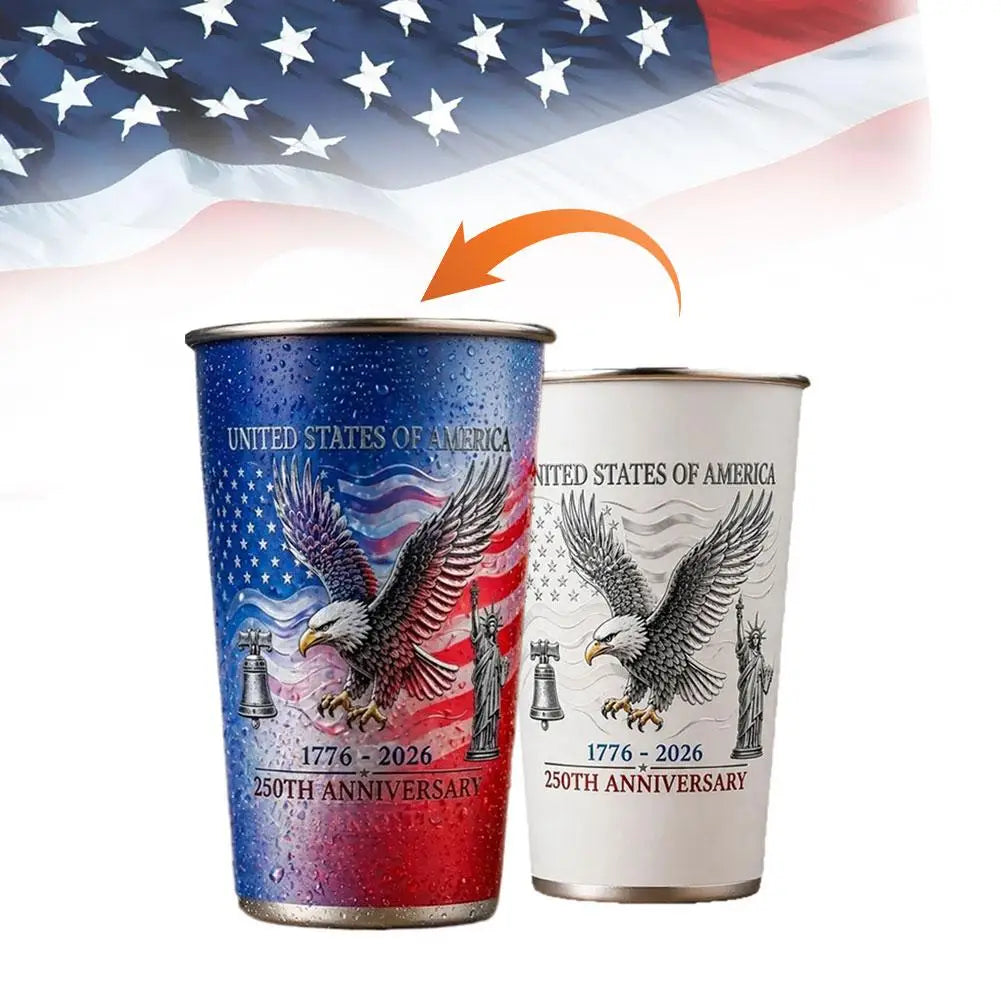USA 250th Anniversary Cold color change Mug - Eagle Flag Print Coffee Cup Independence Day Special Edition Drinkware Peaceful Pleasures Health and Wellness 500ml White