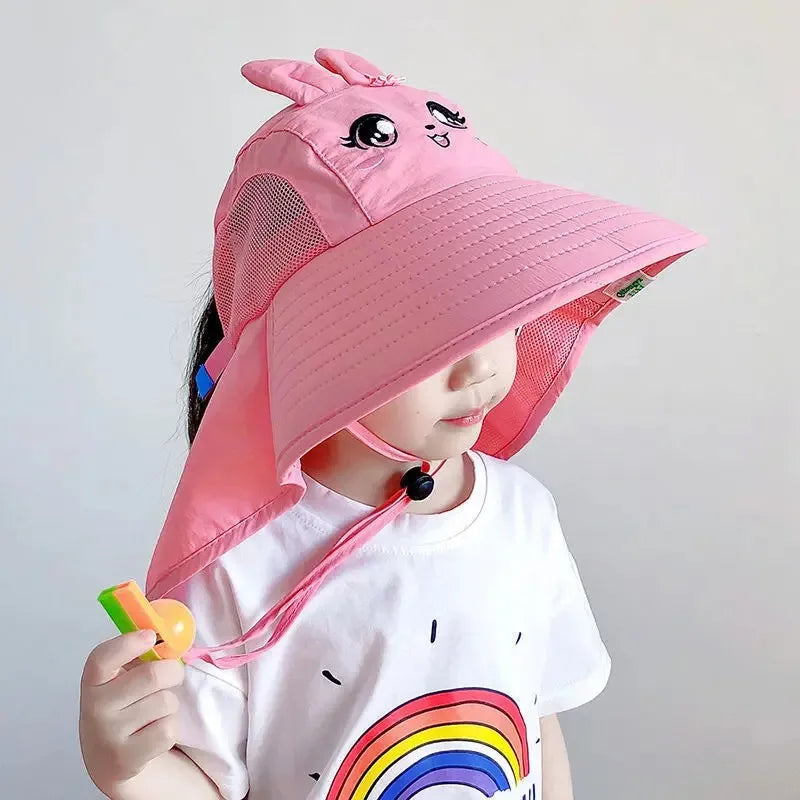 Kids UPF 50+ Sun Hat Wide Brim Neck Flap | Beach Summer Cap