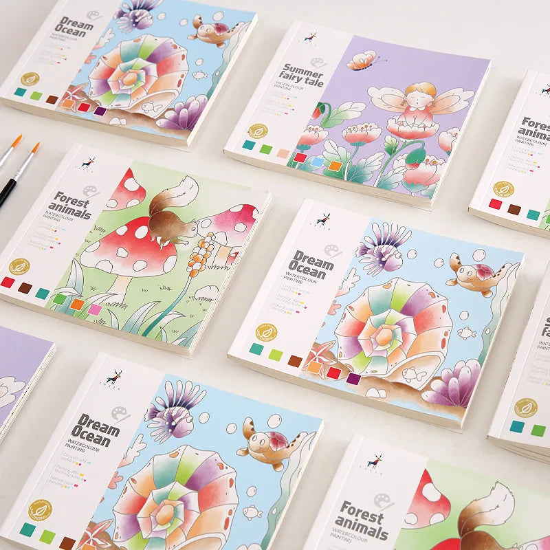 Watercolor Coloring Book Gouache Doodle Drawing Children's Comes