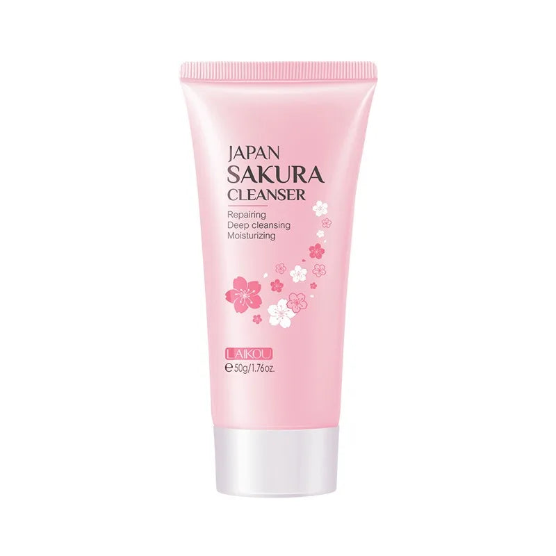 Sakura Cleanser Rich Foam Deep Clean Remove Grease Improve Oily Face Wash Cream Gentle Moisturizing Remove Blackhead Cleanser Peaceful Pleasures Health and Wellness 50g