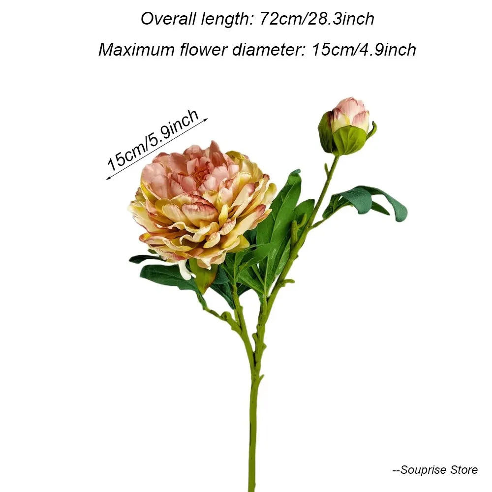 Large Silk Peony Artificial Flowers 2 Heads | Wedding Home Decor