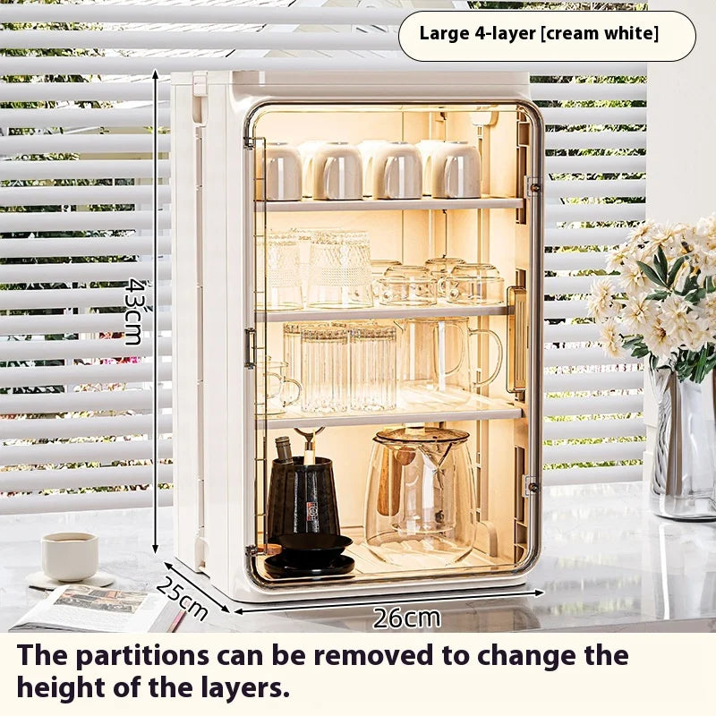 Premium Dustproof Cup Holder Organizer - Desktop Tea/Coffee Mug Rack with Drainage for Cups, Glasses & Teaware Storage Peaceful Pleasures Health and Wellness L white