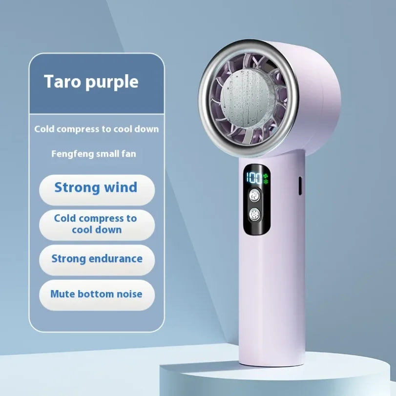 Portable Handheld Turbo Fan – Ice Cooling, 3 Speeds, USB