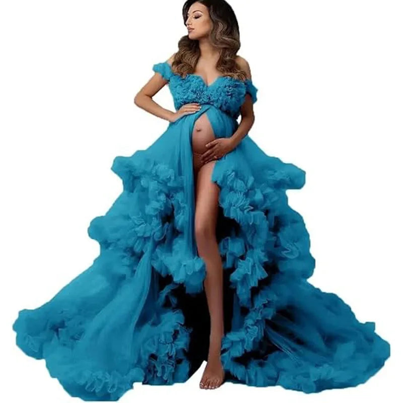 Split Flowy Maternity Photography Dress Photoshoot Baby Shower платье для беременных فساتين حوامل vestidos para embarazadas Peaceful Pleasures Health and Wellness