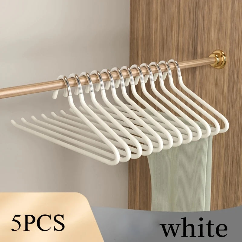 10/5Pcs Home Metal Pants Hangers, Non Slip Open Ended Slacks Pants Hangers, Black Trouser and Jean Hanger for Closet Peaceful Pleasures Health and Wellness 5Pcs-White