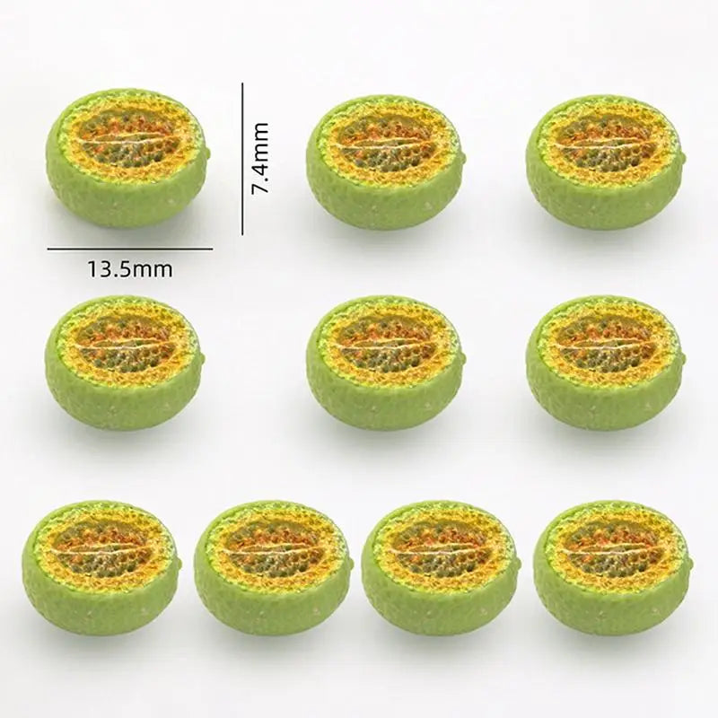 10pcs Resin Mini Fruit Charms – Kiwi, Grapefruit & Papaya DIY
