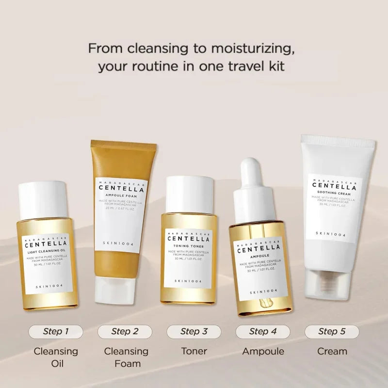 Korean Centella Travel Kit — 5-Piece Mini Skincare Gift Set Peaceful Pleasures Health and Wellness