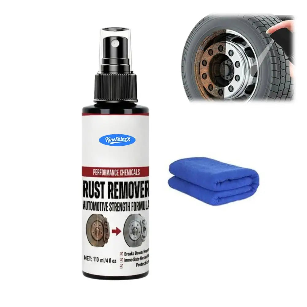 Powerful Car Rust Remover Spray Iron Dust Cleaning for Wheels & Metal Parts Auto Detail Rust Converter Kit with Sponge & Towel Peaceful Pleasures Health and Wellness 110ml