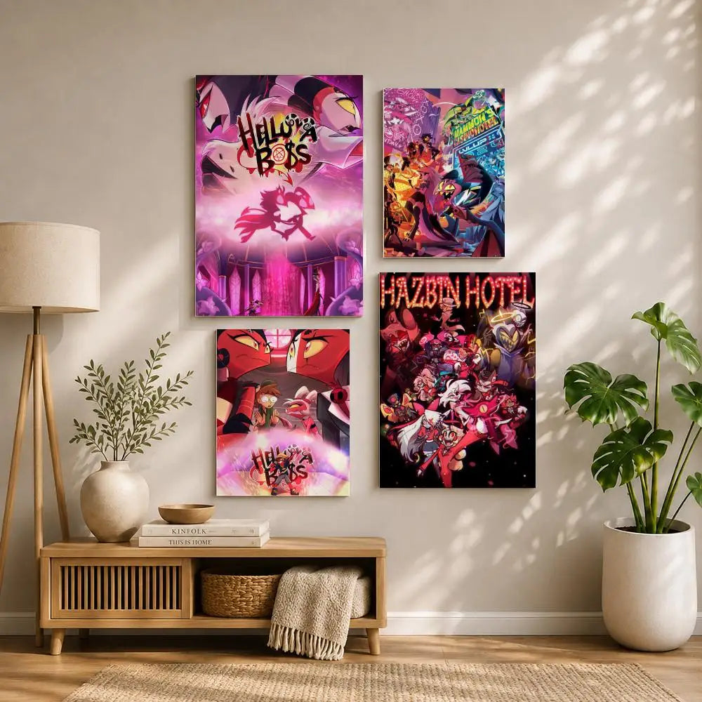Animation H-Hazbin HotelS Poster HD Self Adhesive Waterproof Wall Art Ideal for Home Office Dorm Bedroom Great Gift Peaceful Pleasures Health and Wellness
