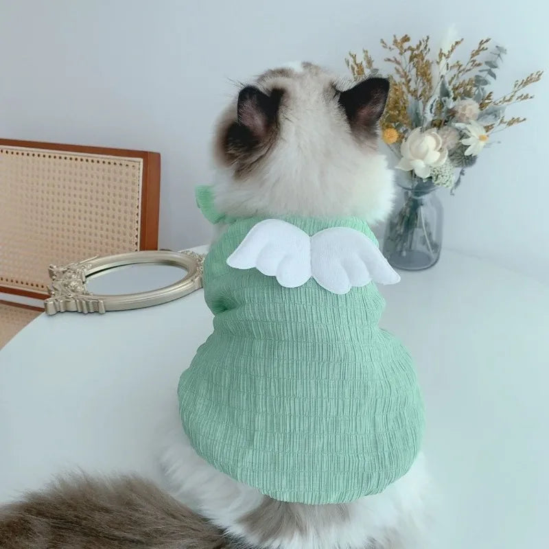 Cat Angel Wings Summer Shirt – Soft Breathable Pet Clothes